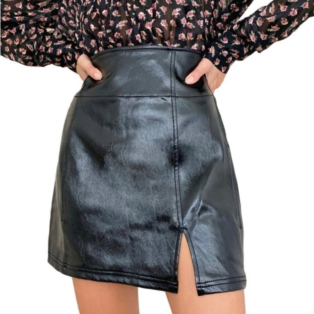 NWOT Free People Holding Onto A Dream Coated Demin Mini Skirt